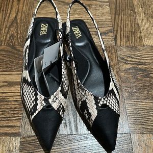Zara animal print sling back shoes